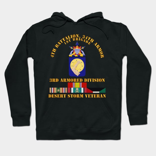 4th Bn, 34th Armor - 3rd Armored Div - Desert Storm Veteran Hoodie by twix123844